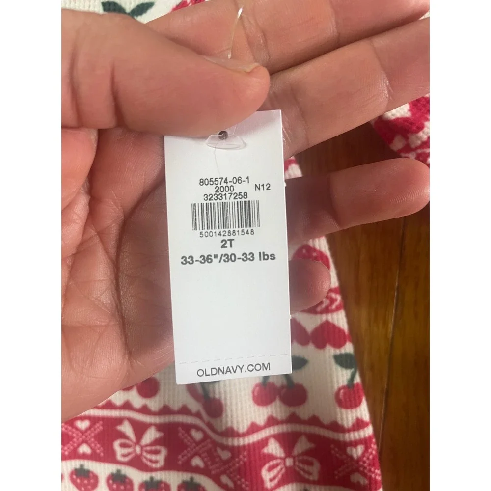 Old Navy Toddler Girls Red  Waffle‎ Knit Strawberry Cherry Heart Dress 2T NWT